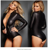 Leather Long Sleeves Jumpsuit